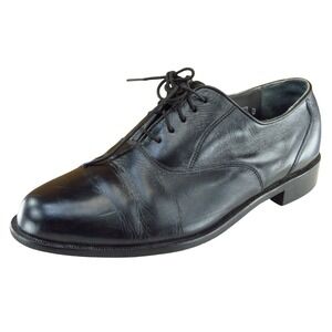 Oakton Shoes Sz 7.5 M Almond Toe Black oxfords‎ Leather Men 665